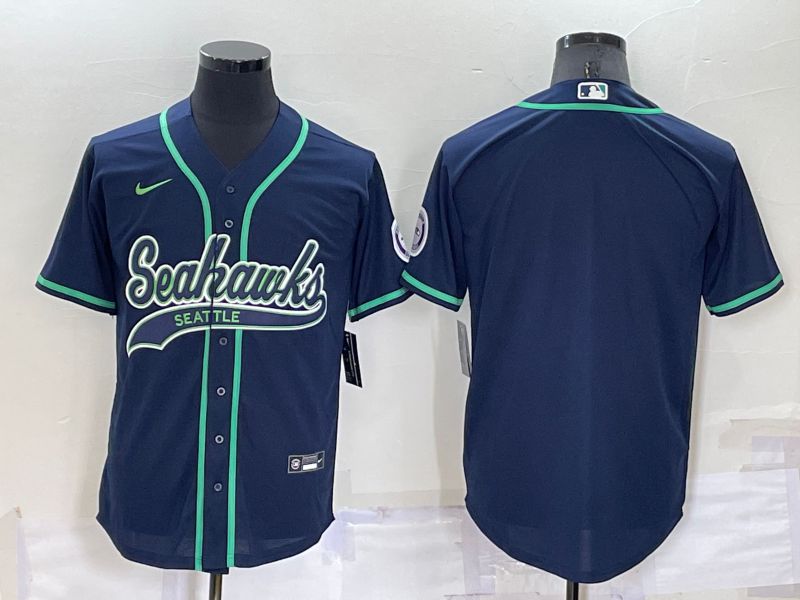 Men Seattle Seahawks Blank Blue Nike Co branded Jersey